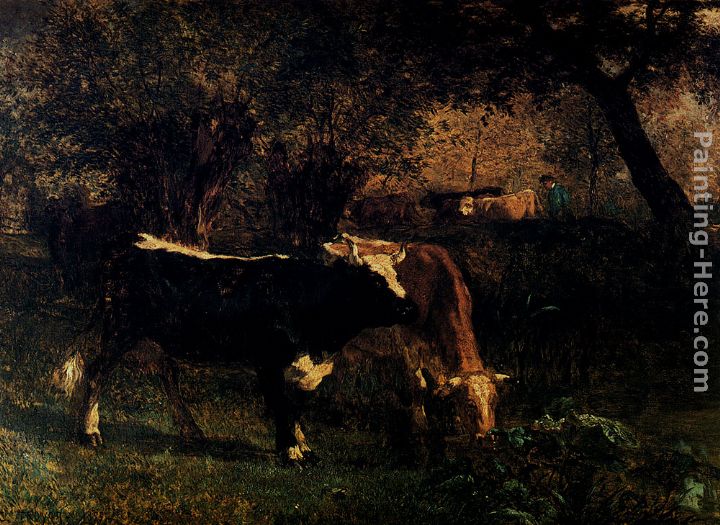 Vaches A L'Abreuvoir painting - Constant Troyon Vaches A L'Abreuvoir art painting